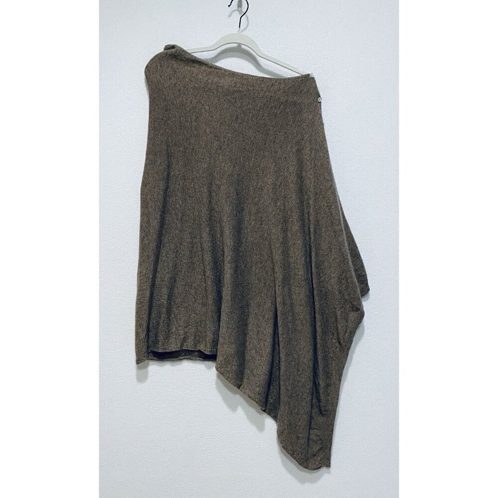 Charlie Paige Poncho Sweater Womens One Size Brown Cashmere Blend Button Detail
